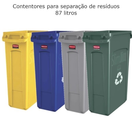Contentores coloridos para separação de resíduos
