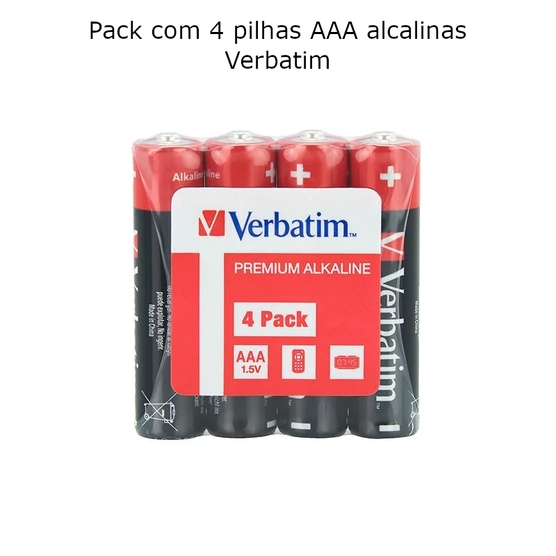 Pilhas AAA Alcalinas Verbatim 1,5V LR03 (Pack 4 Unidades)