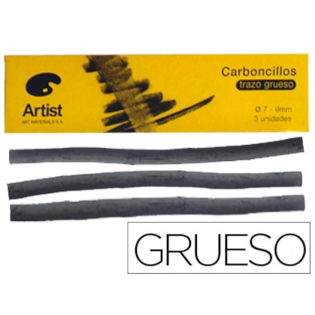 Paus de Carvão Vegetal Grossos 7-9mm Artist (Caixa com 3 Unidades)