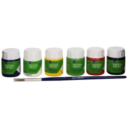 Kit de Pintura para Tecido La Pajarita Kids (6 Cores de 25ml + Pincel de Oferta)