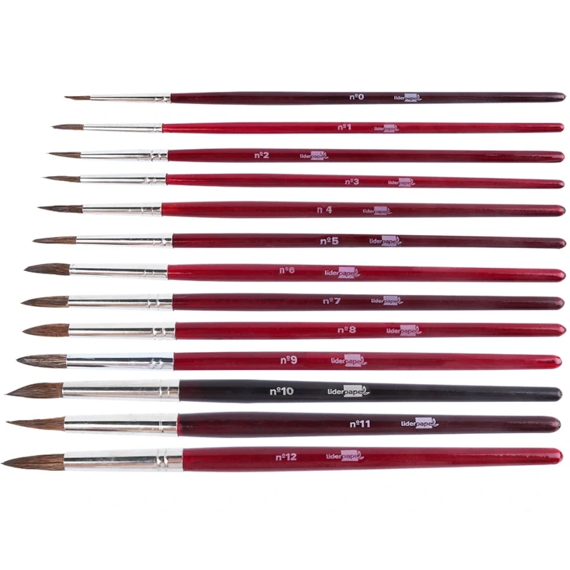 Pincéis Escolares Redondos para Aguarela e Guache (Vários Tamanhos)