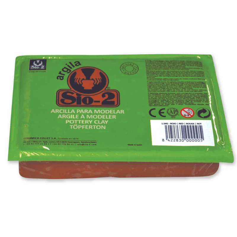 Barro Argila para Modelar SIO-2 Vermelho 1,5 Kg – Secagem ao Ar / 100% Natural