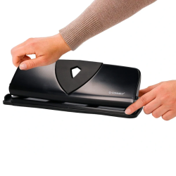 Furador de Papel Q-Connect KF01238 de 4 Furos – Capacidade 16 Folhas / Com Régua