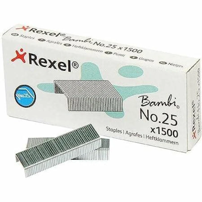 Agrafos Rexel N.º 25 Bambi 21/4 (Caixa com 1500 Unidades)