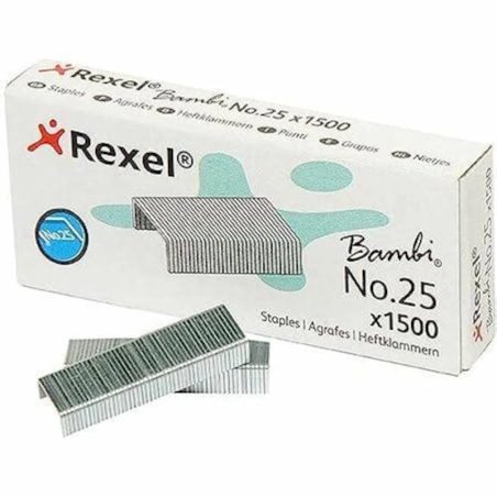 Agrafos Rexel N.º 25 Bambi 21/4 (Caixa com 1500 Unidades)