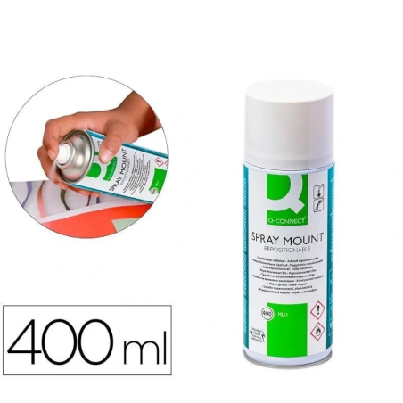 Cola em Spray Reposicionável Transparente 400ml – Q-Connect Quick Mount