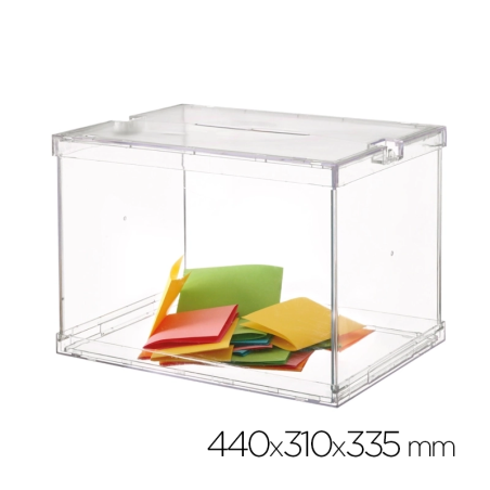 Urna Eleitoral Transparente Rebatível 440x310x335mm – Modelo Oficial / Acrílico