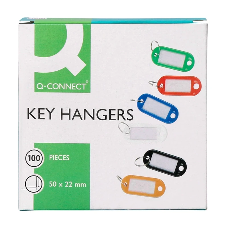Chaveiros com Porta-Etiquetas Coloridos – Q-Connect / Caixa 100 un.