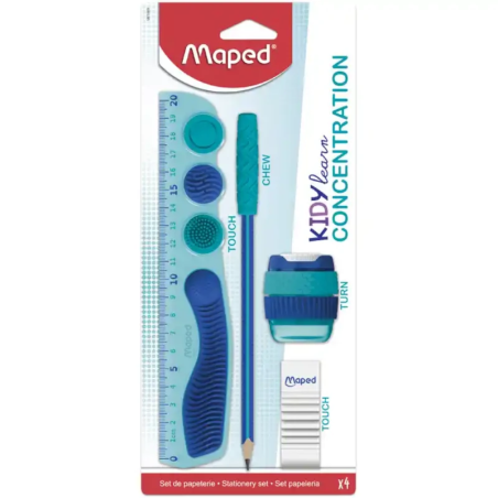 Kit Escolar Sensorial Maped KidyLearn Concentration Azul – 4 Peças