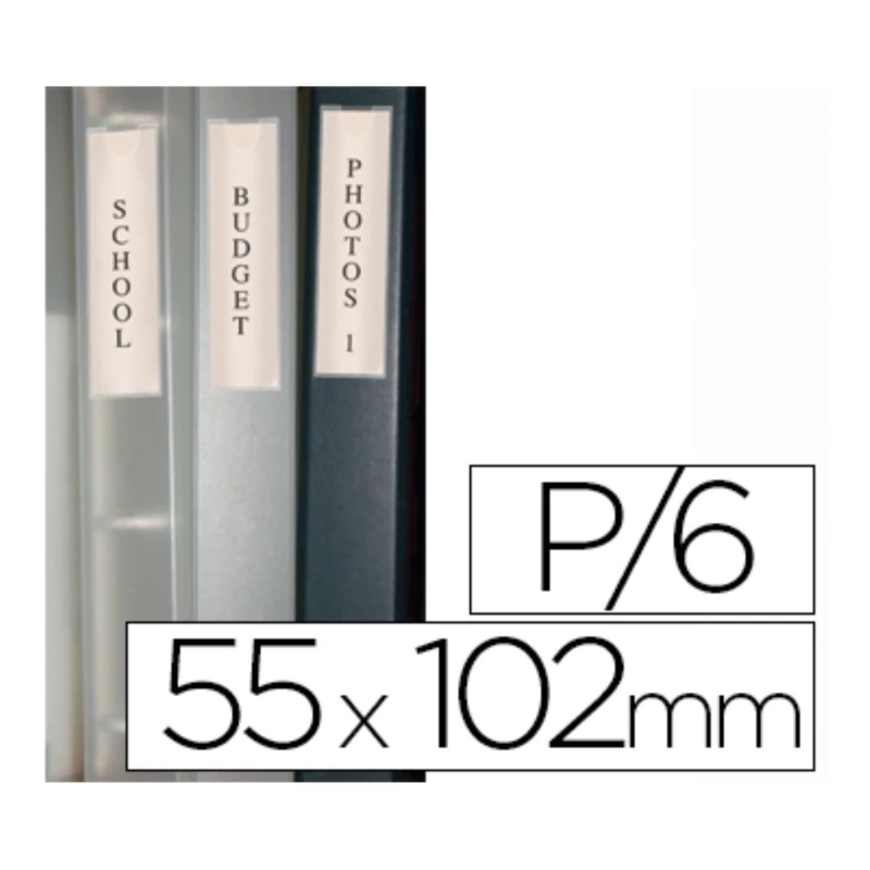 Porta Etiquetas Adesivas para Lombadas de Pastas 55x102mm (Pack 6) – Q-CONNECT