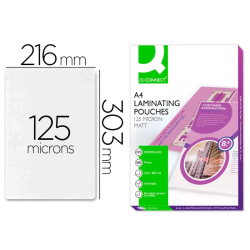 Bolsas de Plastificação Mate A4 Q-CONNECT 125 Microns – Embalagem de 100 Unidades