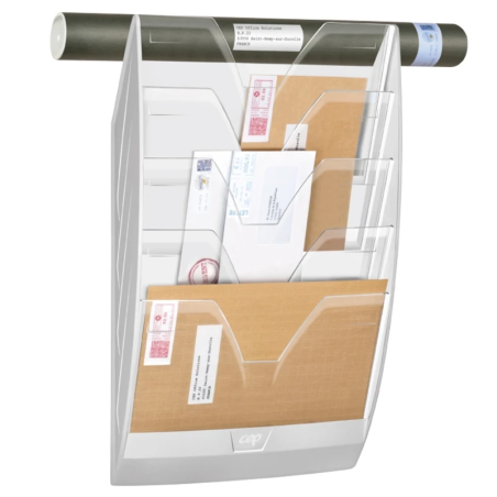 Expositor de Parede Modular com 5 Divisórias Transparentes e Branco (Grande Formato)