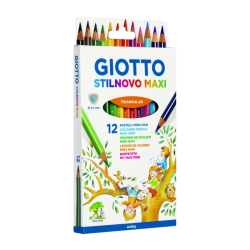 Lápis de Cor Giotto Stilnovo Maxi Triangular – Mina de 4,3 mm – Caixa com 12 Cores Sortidas