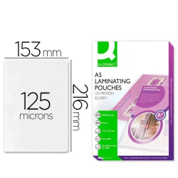 Bolsas de Plastificação A5 Q-CONNECT 125 Mícrons Alta Resistência – Pack 100 Unidades