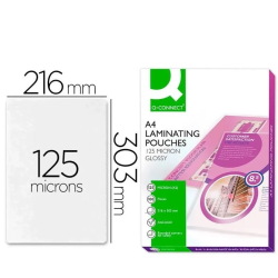 Bolsas de Plastificação A4 Q-CONNECT 125 Mícrons Alta Resistência – Pack 100 Unidades