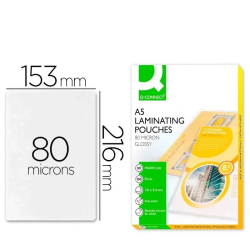 Bolsas de Plastificação A5 Q-CONNECT 80 Mícrons – Pack 100 Unidades