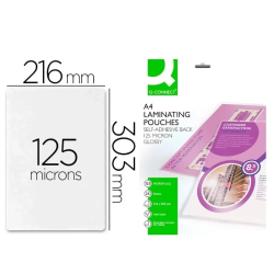 Bolsas de Plastificação A4 Q-CONNECT Adesivas 125 Mícrons – Pack 25 Unidades