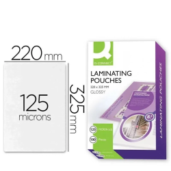 Bolsas de Plastificação Fólio Q-CONNECT 125 Mícrons – Pack 100 Unidades
