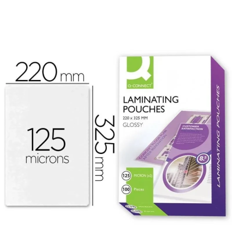 Bolsas de Plastificação Fólio Q-CONNECT 125 Mícrons – Pack 100 Unidades