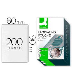 Bolsas de Plastificação 90x60 mm Q-CONNECT 200 Mícrons Máxima Rigidez – Pack 100 Unidades