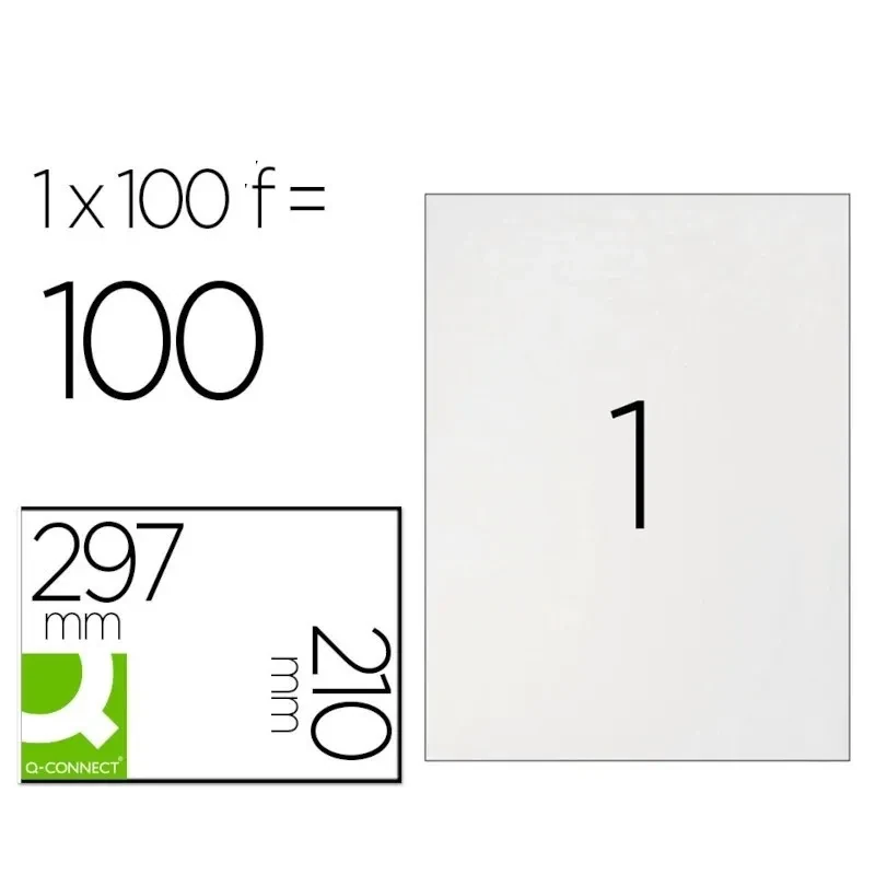 Papel Autocolante A4 Branco Q-CONNECT – Pack 100 Folhas para Etiquetas