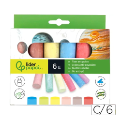 Giz Colorido para Chão e Pavimentos Liderpapel – Caixa com 6 Unidades Sortidas