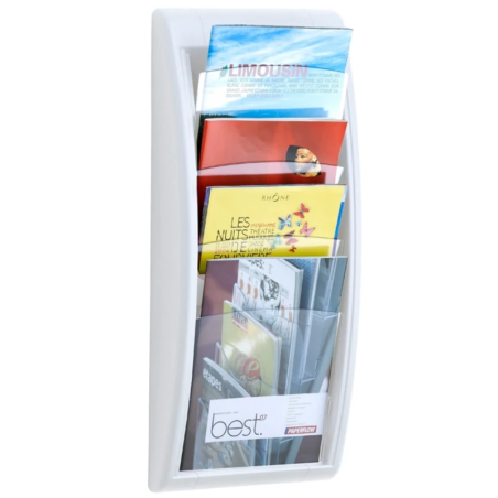 Expositor de Parede Paperflow A4 Branco com 4 Divisórias Transparentes