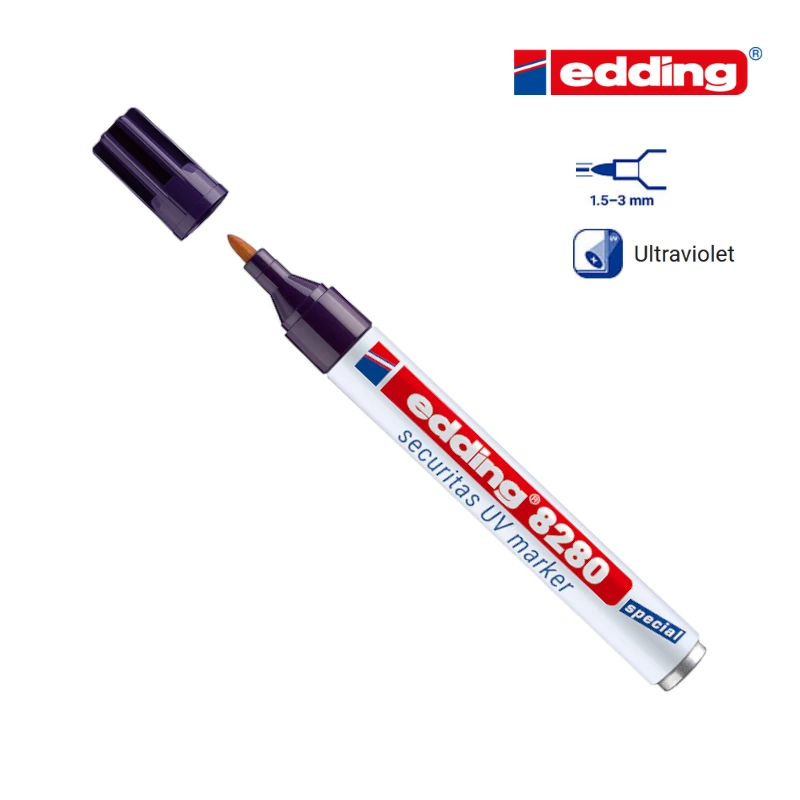 Marcador de Segurança UV Edding 8280 Ponta Redonda – Tinta Permanente Invisível