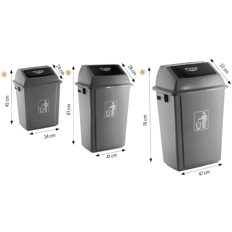 Caixote de Lixo Q-CONNECT com Tampa Basculante Cinza