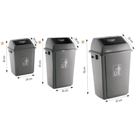 Caixote de Lixo Q-CONNECT com Tampa Basculante Cinza