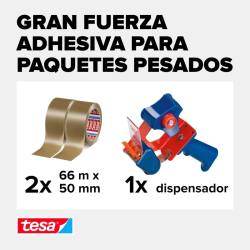 Desenrolador de Fita Adesiva de Embalagem Tesa – Aplicador de Punho + 2 Rolos de Oferta