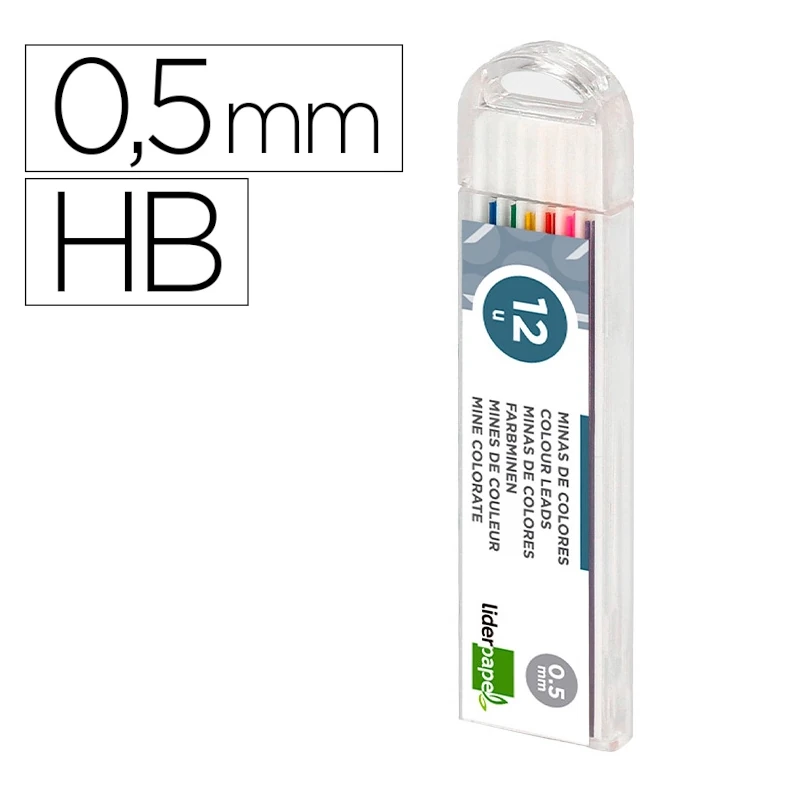 Minas Coloridas para Lapiseira 0.5mm Cores Sortidas – Liderpapel / Estojo 12 Unidades
