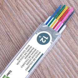 Minas Coloridas para Lapiseira 0.5mm Cores Sortidas – Liderpapel / Estojo 12 Unidades