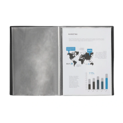 Capa Catálogo Fólio Preta Liderpapel Escaparate (10, 20, 30,40 ou 50 Bolsas)