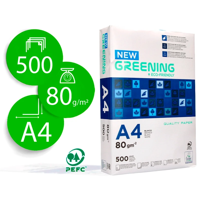 Caixa de Papel A4 Greening 80g – Papel de Fotocópia Ecológico de Alta Qualidade
