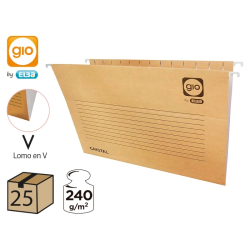 Capas de Arquivo Suspenso GIO Fólio Kraft com Visor Superior – Pack 25 Unidades