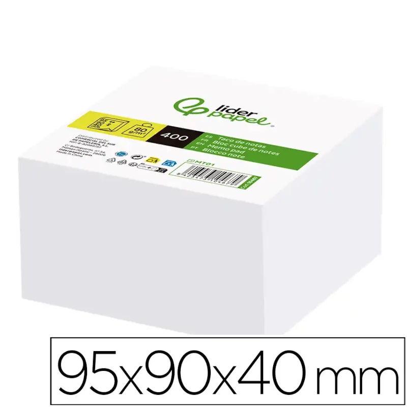 Bloco de Notas Memo Liderpapel 95x90x40mm – 400 Folhas Soltas Brancas