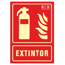 Sinal Extintor Fotoluminescente A4 Syssa 6015F | Risco de Lápis