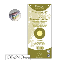 Separadores Horizontais Exacompta em Cartolina Reciclada 105x240mm – Pack 100 Unidades / Cores Sortidas