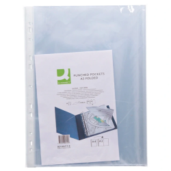 Bolsas Catálogo A3 Dobradas para Pasta A4 Q-CONNECT Cristal 80 Microns – Pack 10 Unidades