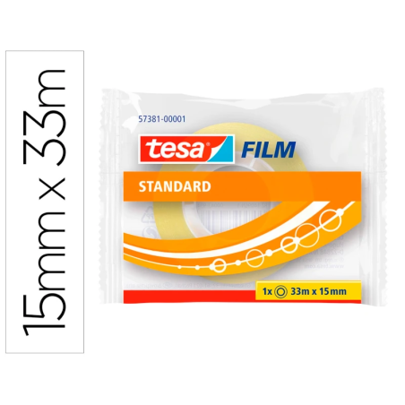 Fita Adesiva Transparente Tesa Standard 33m x 15mm – Rolo Individual