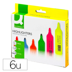 Marcadores fluorescentes - bolsas com 6 cores