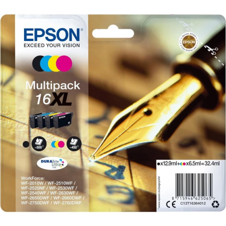 Multipack Original Epson 16XL 4 Cores Alta Capacidade (C13T16364010)