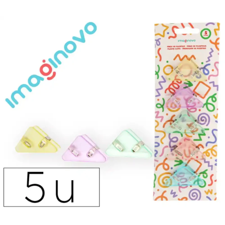 Molas de Plástico Triangulares Liderpapel Cores Pastel 45x40x30mm – Blister 5 Unidades