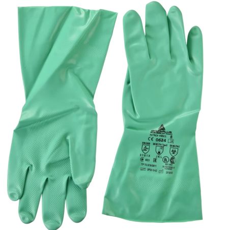 Luvas de Proteção em Nitrilo Deltaplus com Forro de Algodão Verde