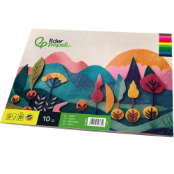 Bloco de Feltro Colorido Liderpapel 240x315mm – Pack de 10 Cores Sortidas