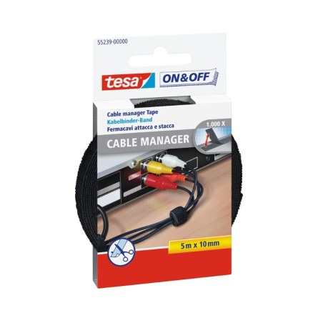 Fita de Velcro para Organizar Cabos tesa On&Off – Rolo de 5m x 10mm