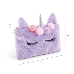 Estojo Escolar de Peluche Unicórnio Back2Fun (22x19.5 cm)
