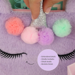 Estojo Escolar de Peluche Unicórnio Back2Fun (22x19.5 cm)