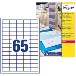 Etiquetas Adesivas Transparentes Avery 38,1x21,2mm (1625 Etiquetas / 25 Folhas A4)